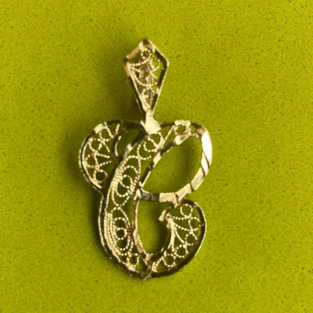 14K Gold Cursive C Charm